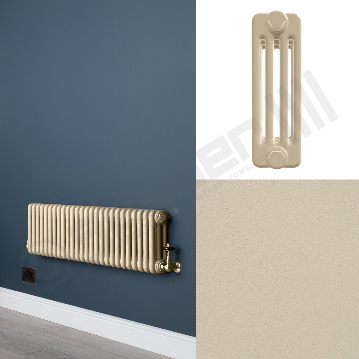 Custom 4 Column 300mm High Textured Matt Cream Radiators
