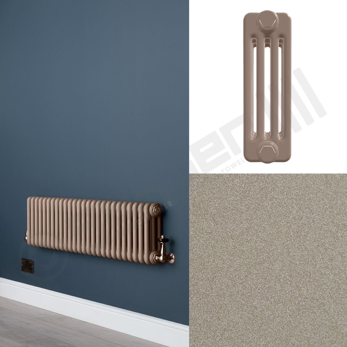 Custom 4 Column 300mm High Sand Brown Radiators