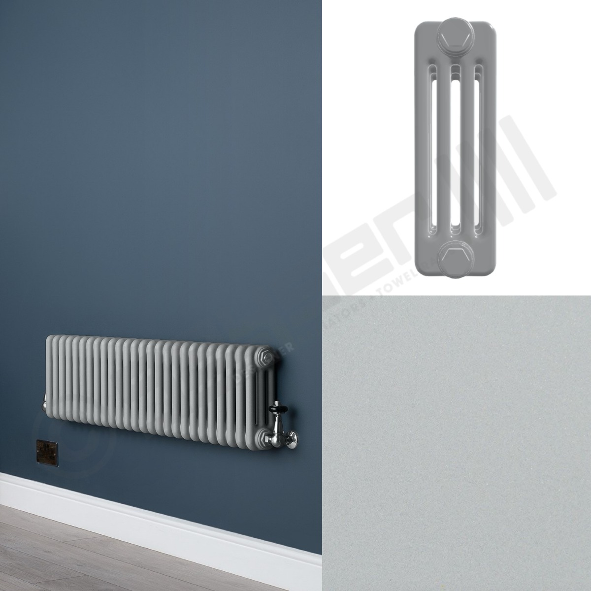 Custom 4 Column 400mm High Smooth Matt Light Grey Radiators