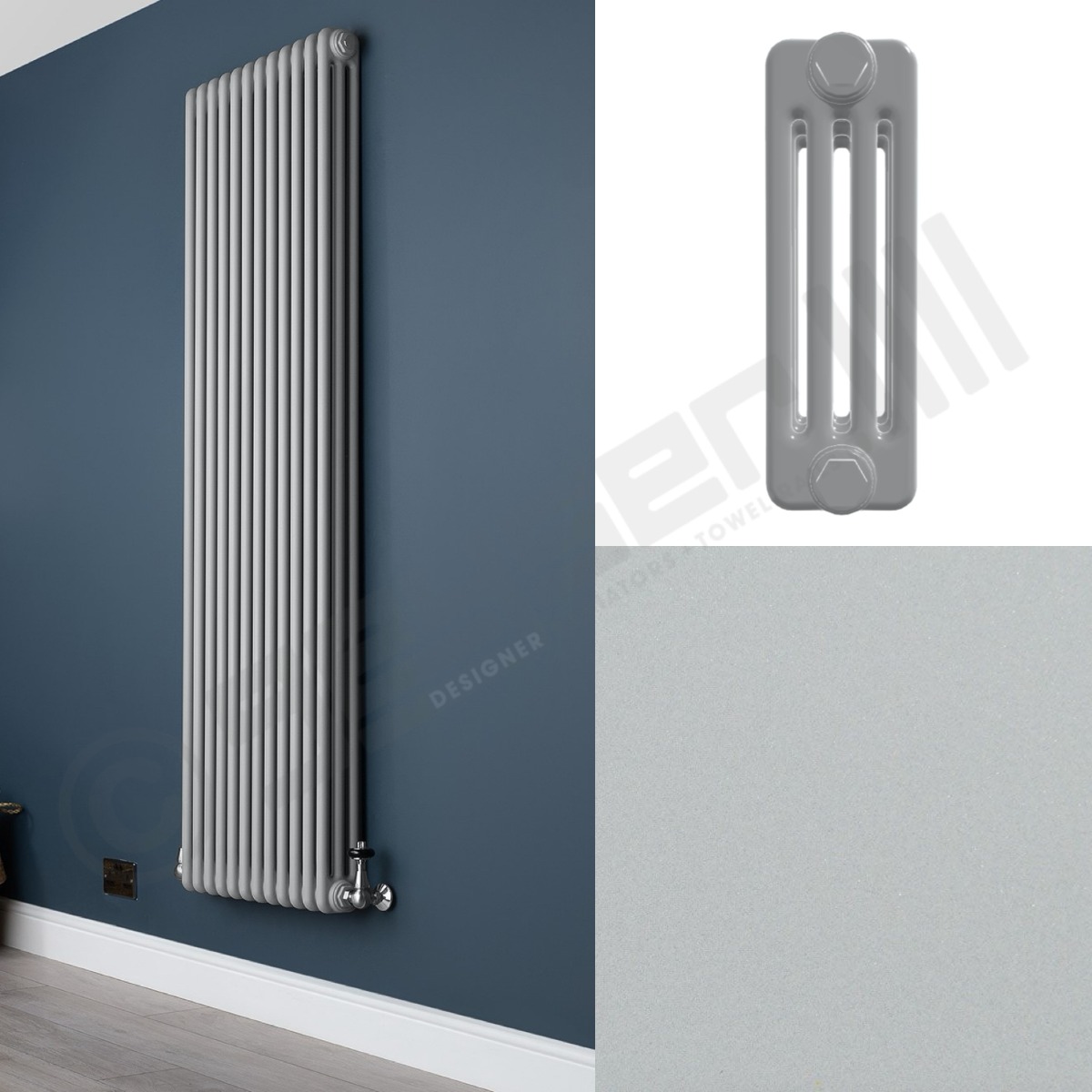 4 Column Smooth Light Grey Tall Radiator