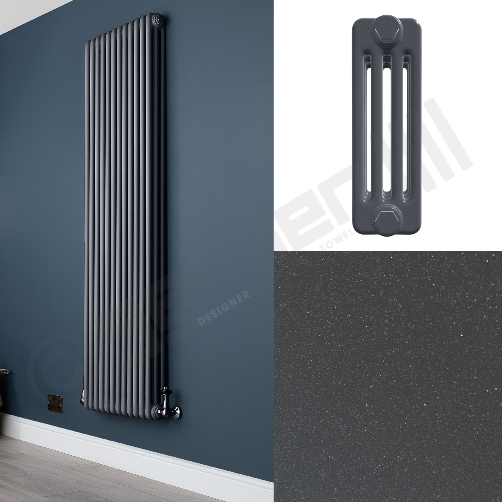 4 Column Gun Metal Grey Tall Radiator