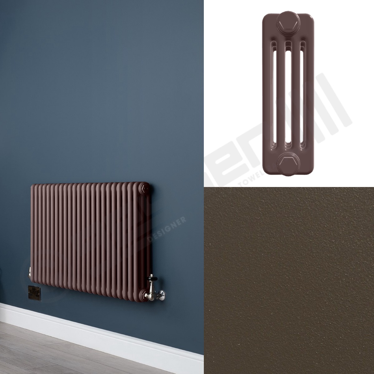 4 Column Tobacco Brown Living Room Radiator