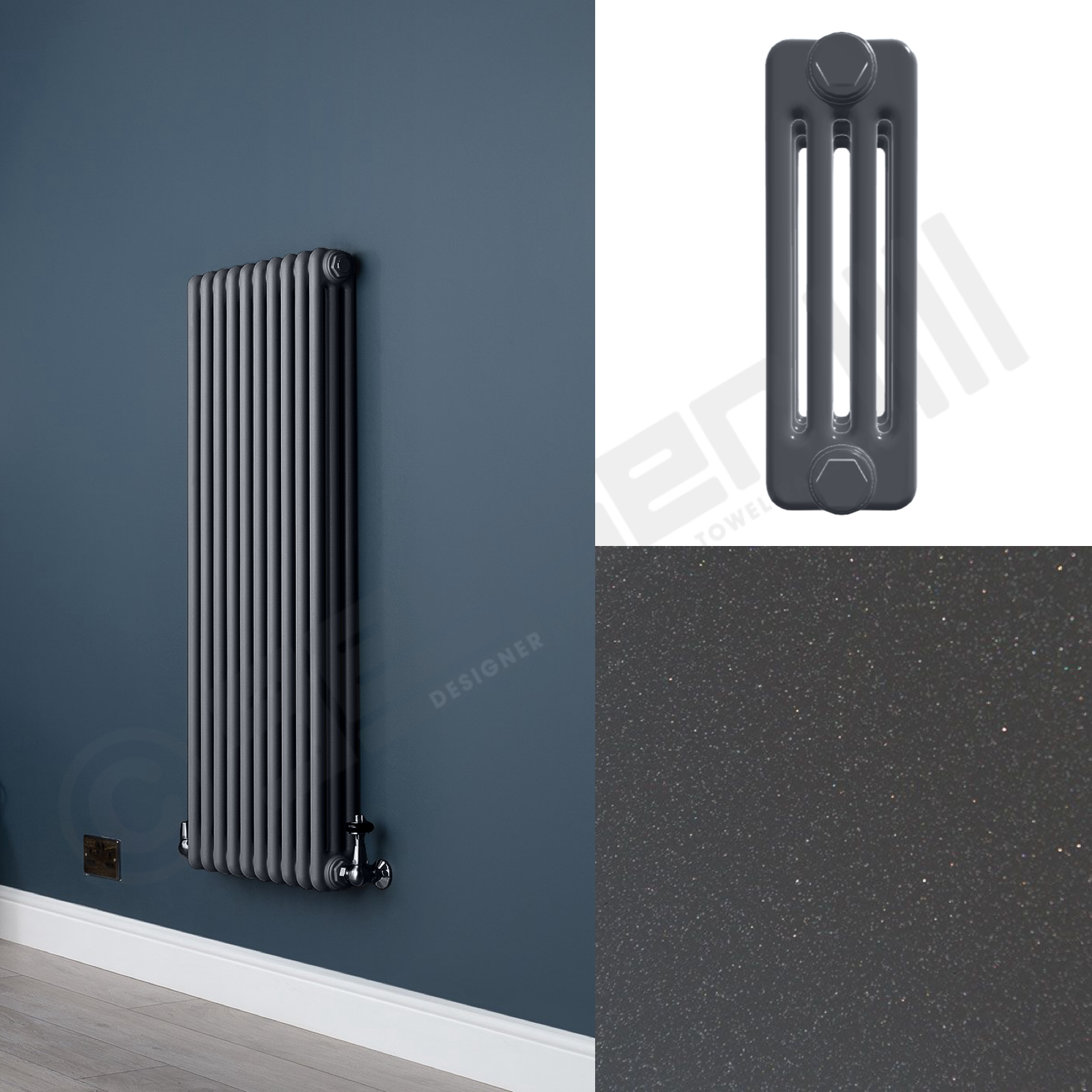 4 Column Gun Metal Grey Wall Radiator