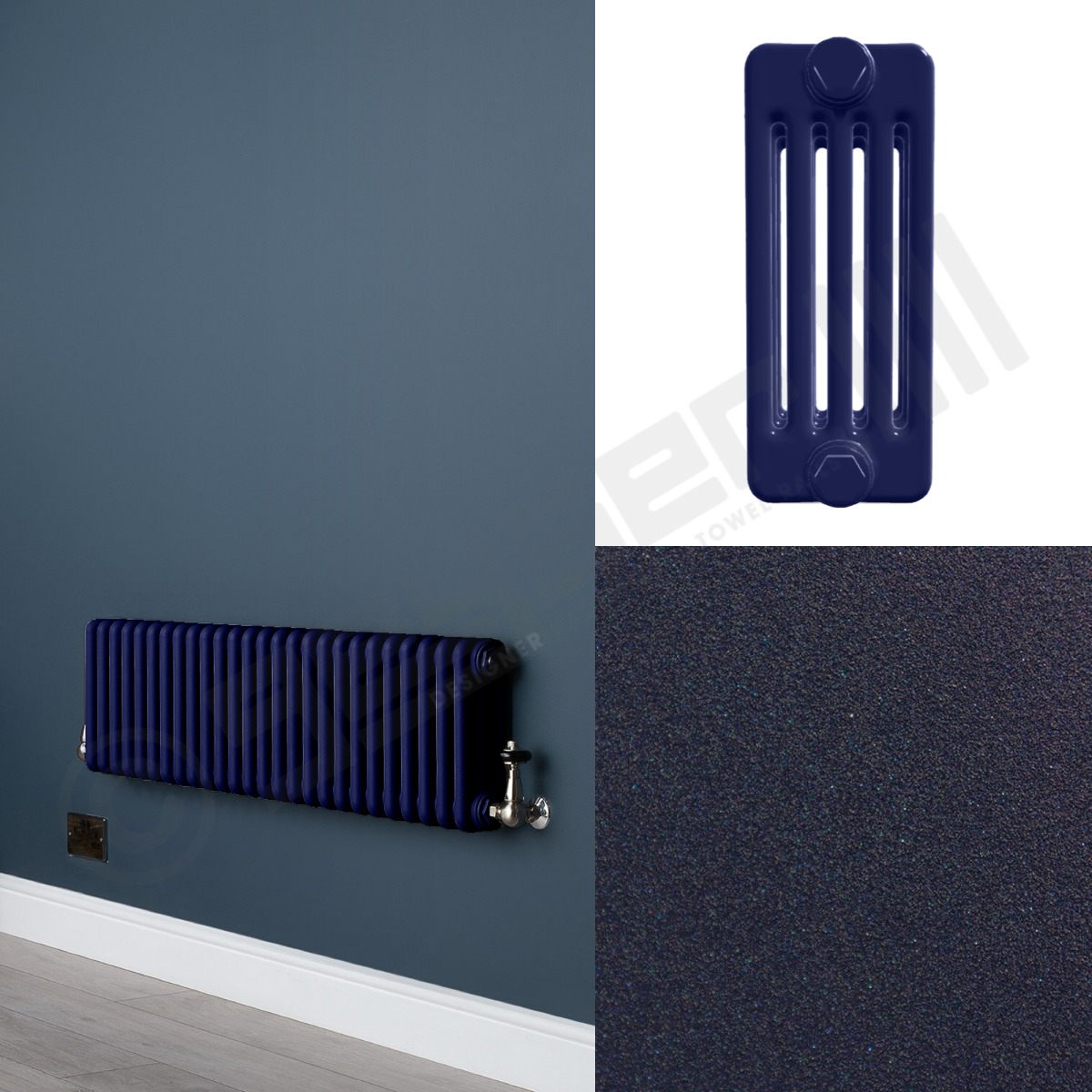 5 Column Dark Blue Low Level Radiator