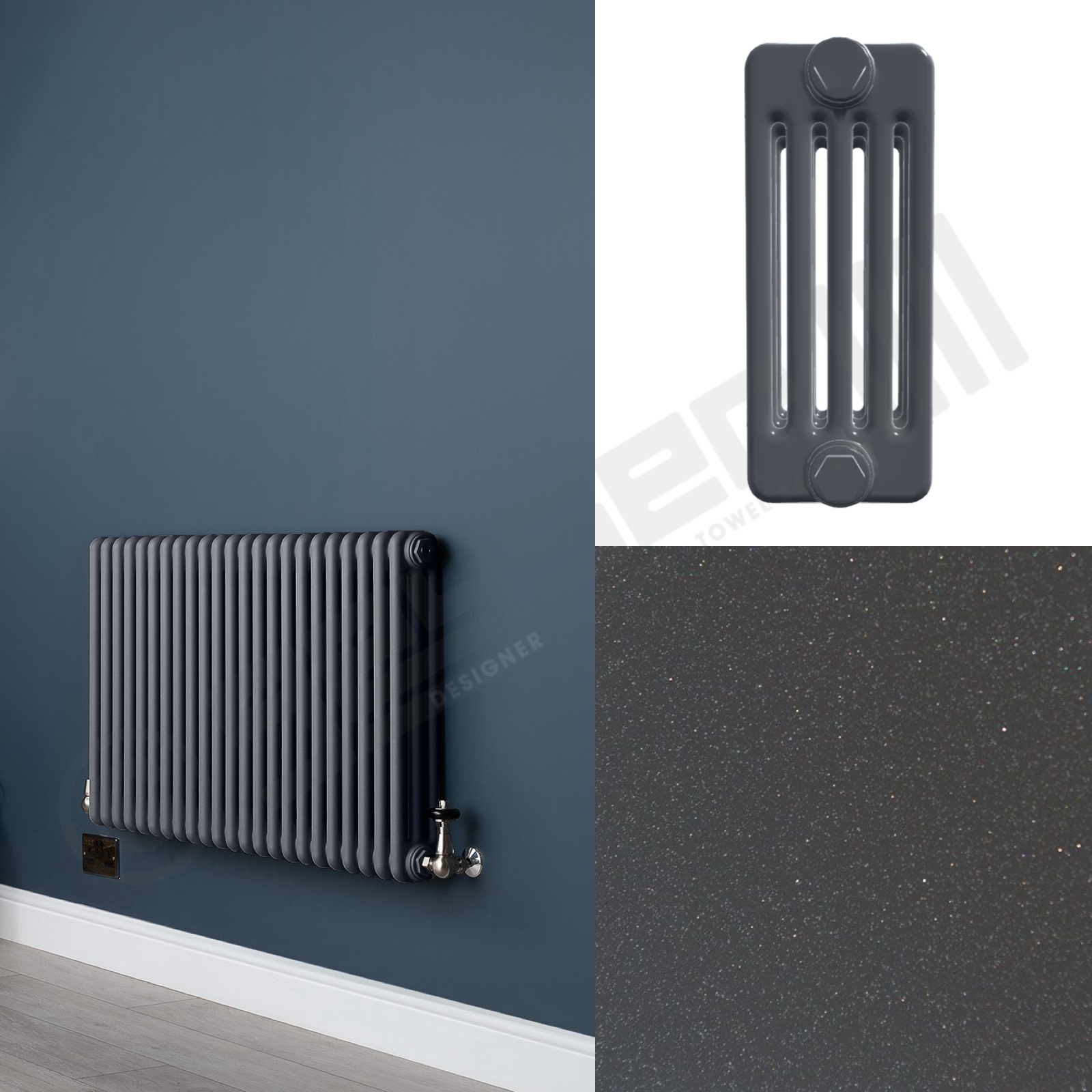 5 Column Gun Metal Grey Living Room Radiator