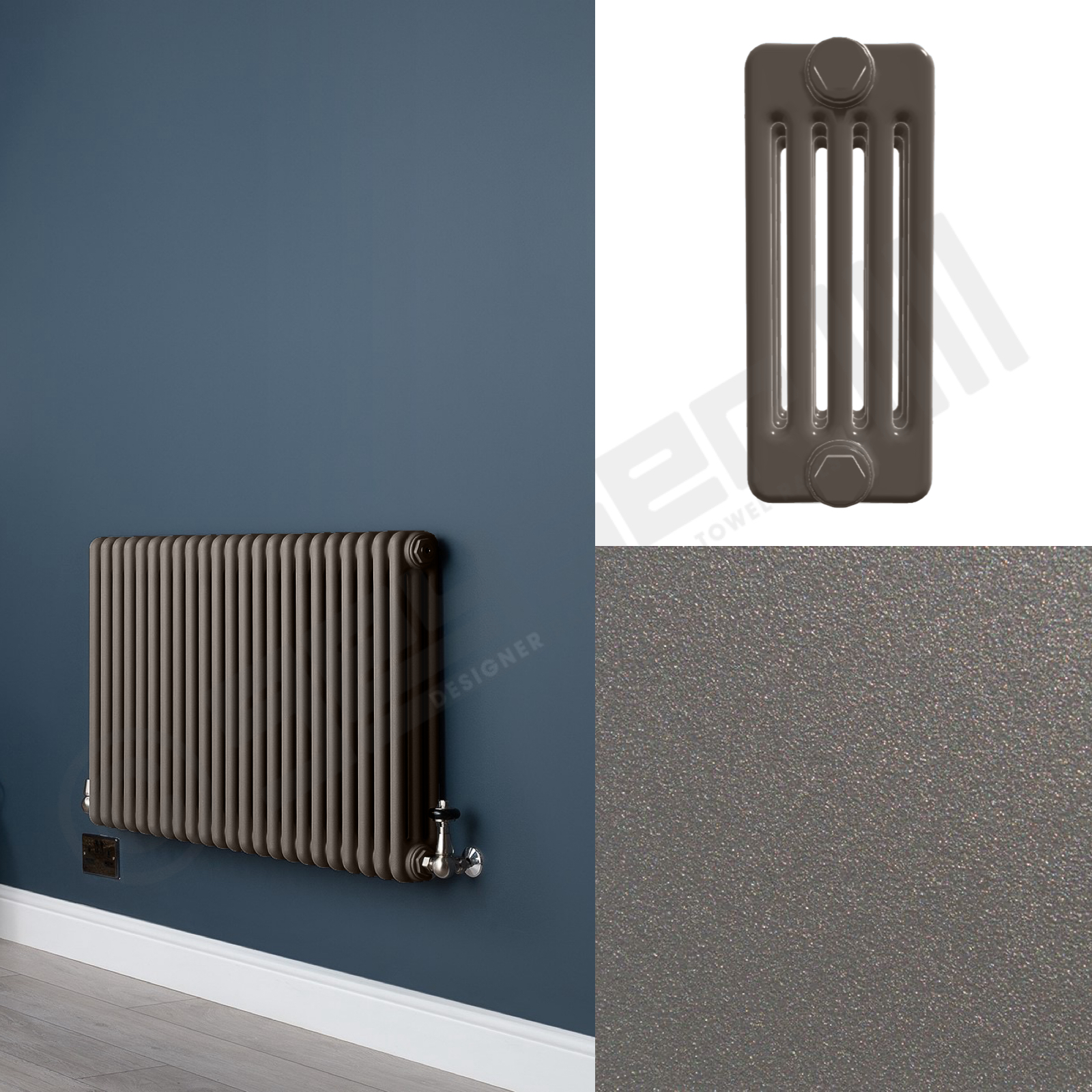 5 Column Mid Grey Living Room Radiator