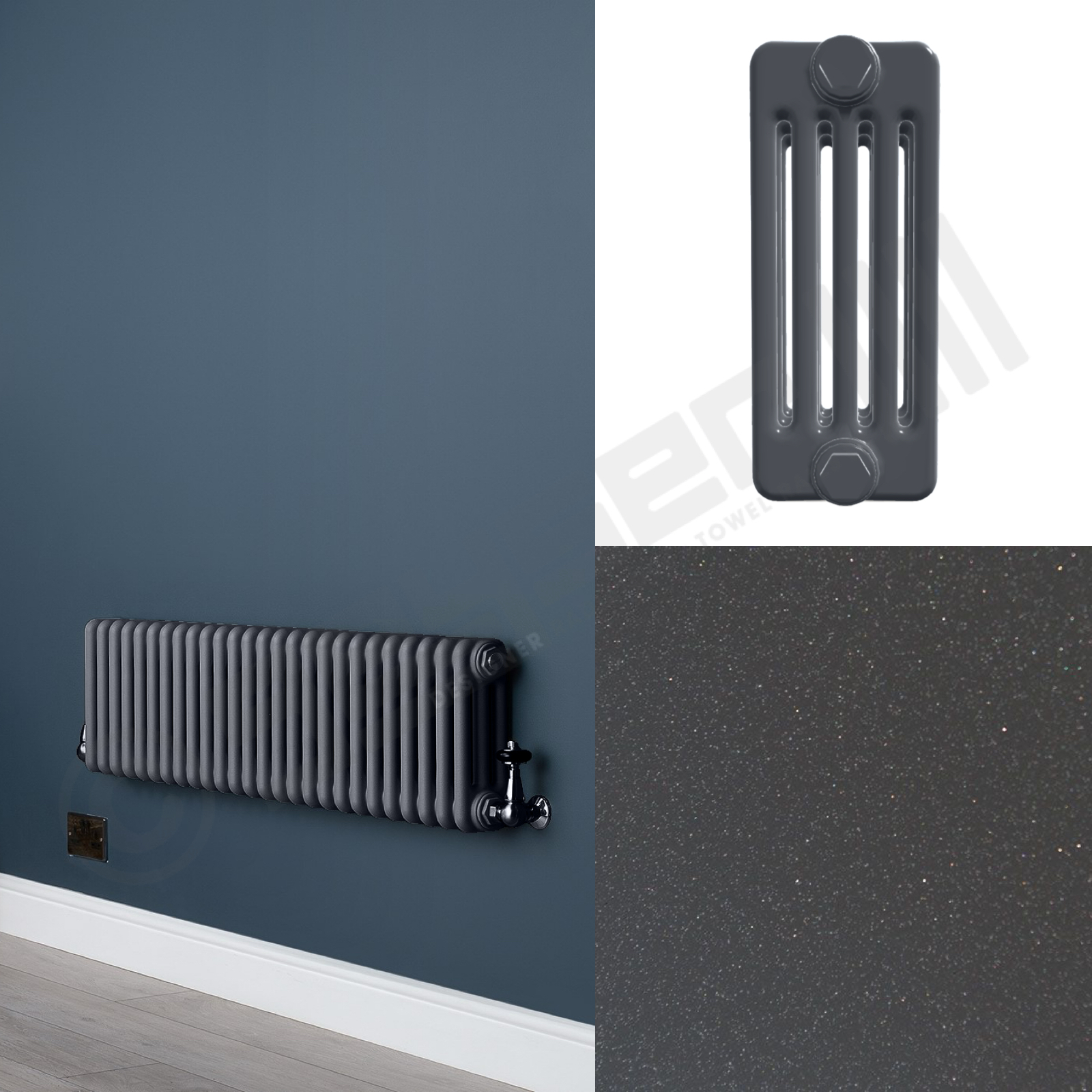 5 Column Low Level Gun Metal Grey Radiator