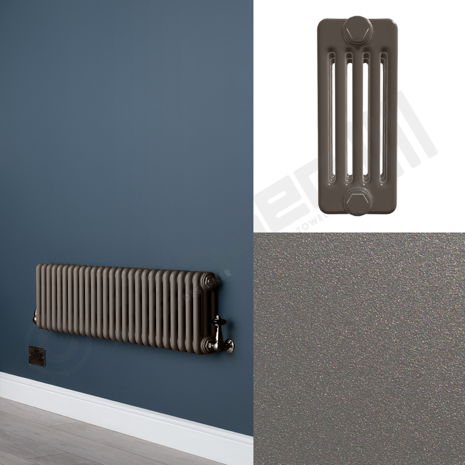 5 Column Low Level Mid Grey Radiator