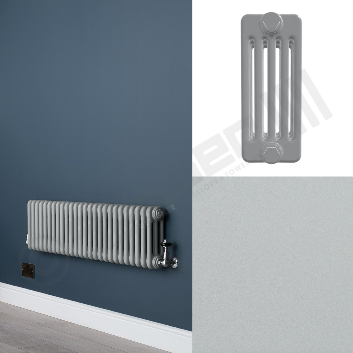 5 Column Smooth Light Grey Low Level Radiator