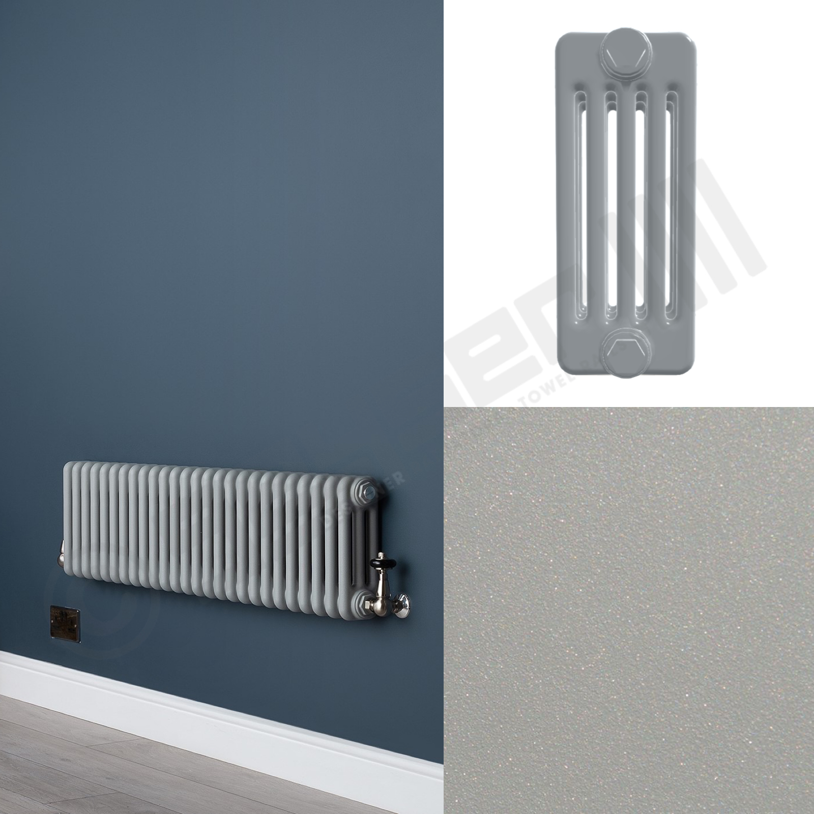 5 Column Low Level Matt Textured Light Grey Radiator
