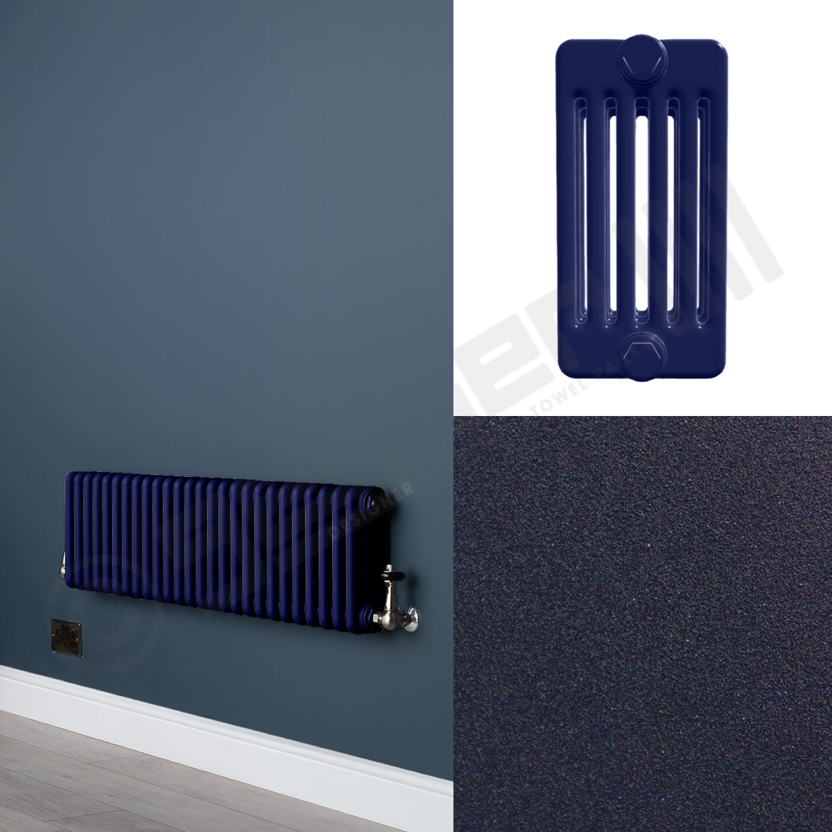 6 Column Dark Blue Low Level Radiator
