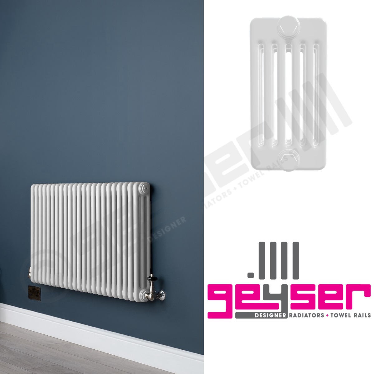 6 Column Gloss White Living Room Radiator