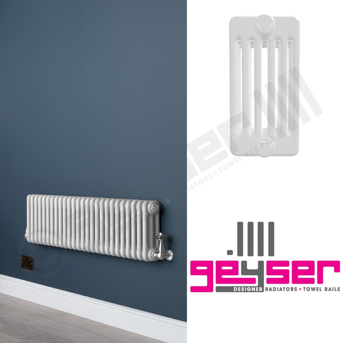 6 Column Gloss White Low Level Radiator