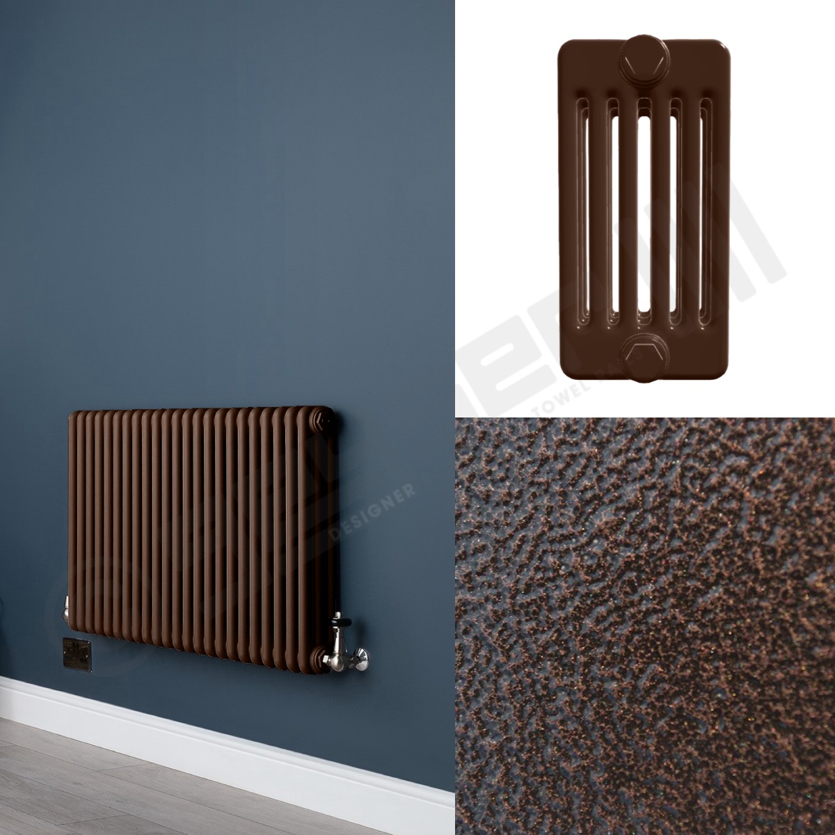 6 Column Hammered Copper Living Room Radiator