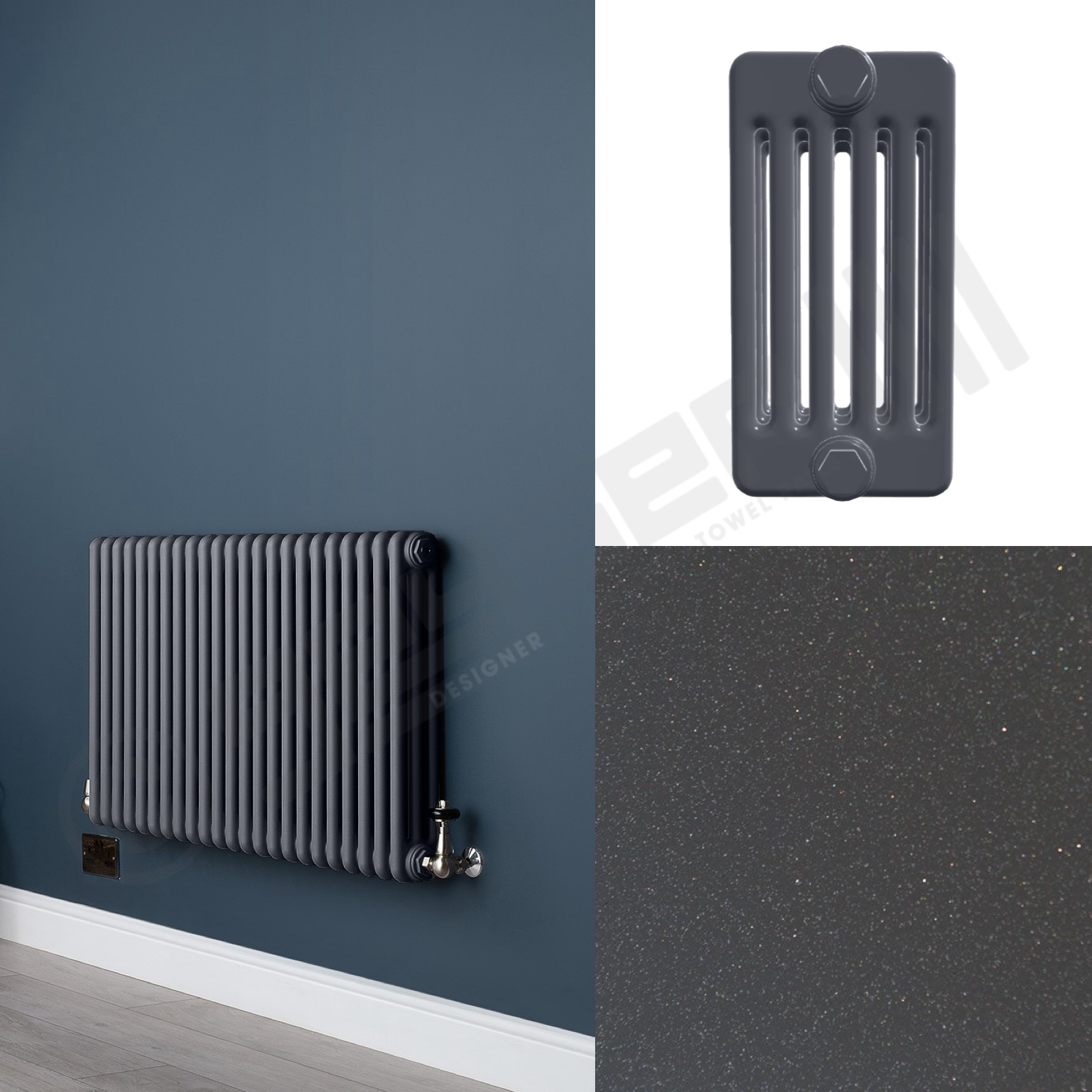 6 Column Gun Metal Grey Living Room Radiator
