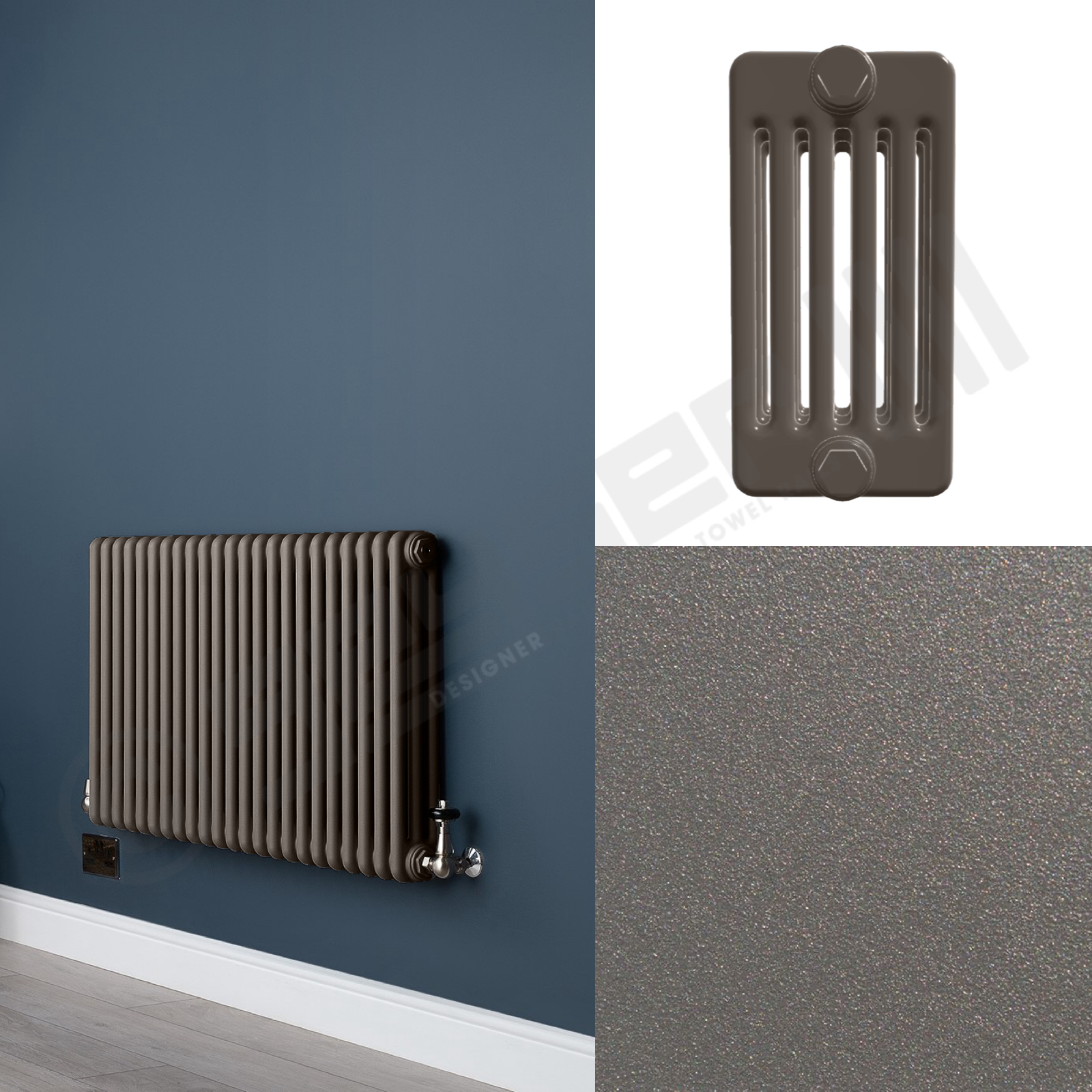 6 Column Mid Grey Living Room Radiator