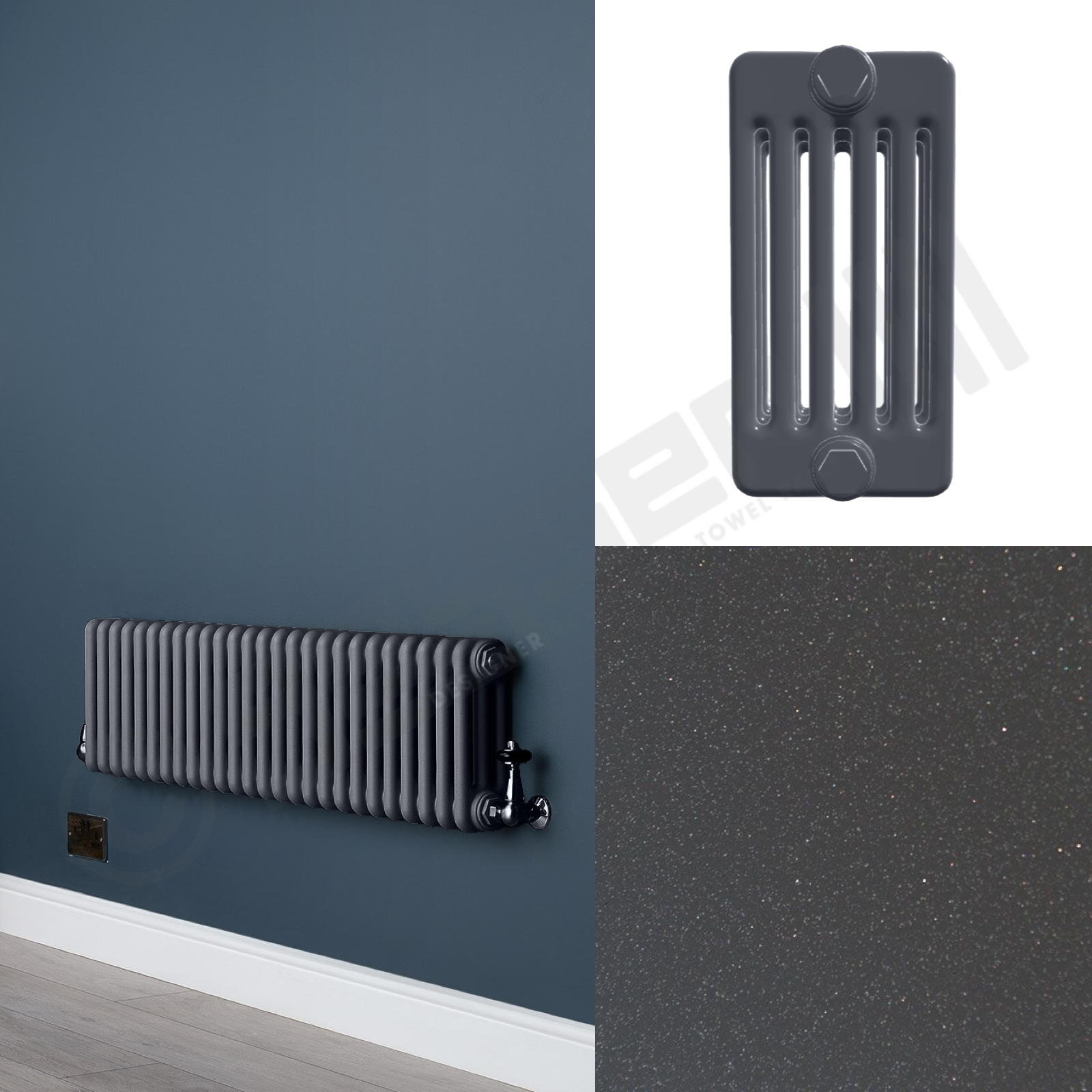 6 Column Low Level Gun Metal Grey Radiator