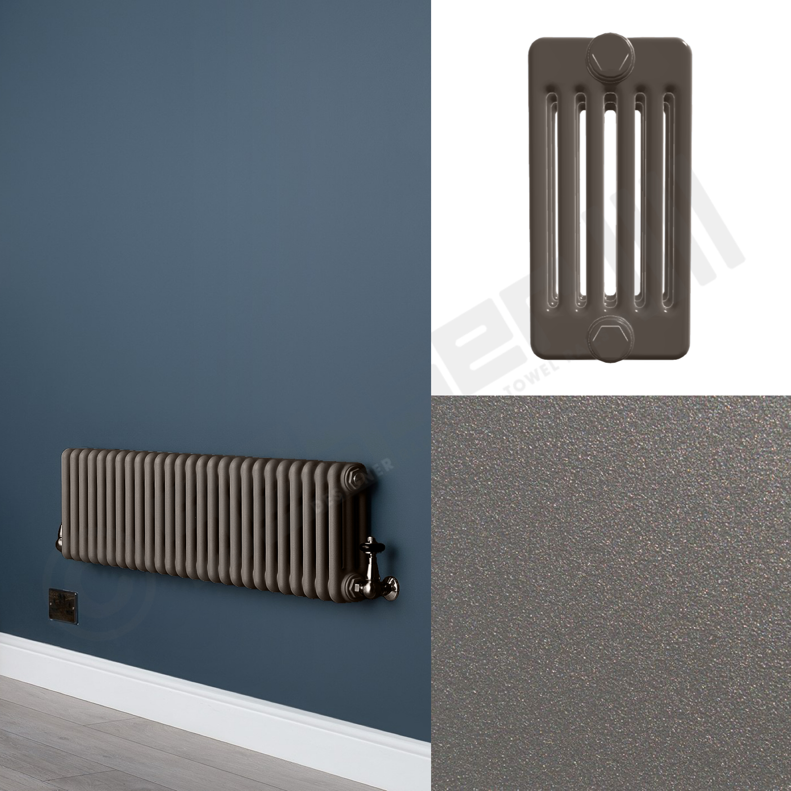 6 Column Low Level Mid Grey Radiator