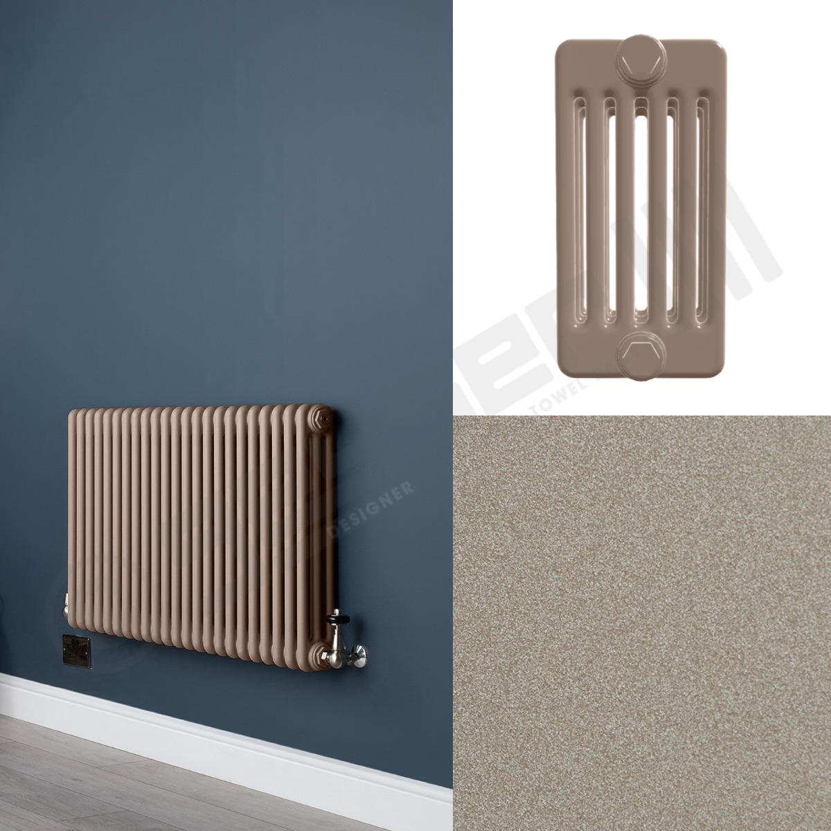 Custom 6 Column 600mm High Sand Brown Radiators