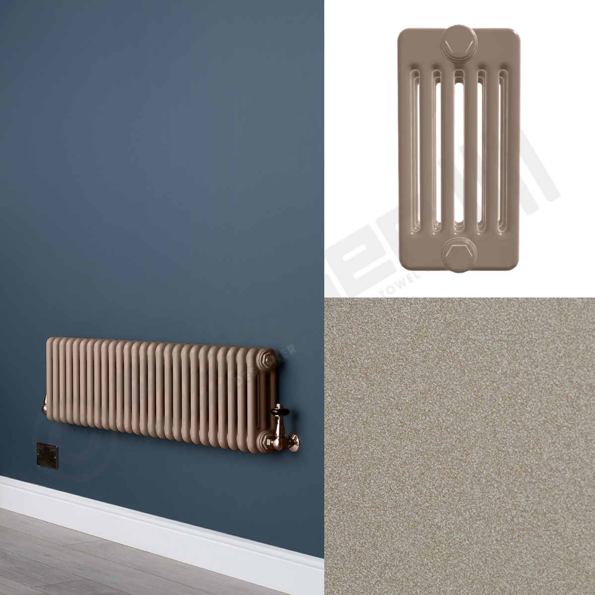 Custom 6 Column 400mm High Sand Brown Radiators