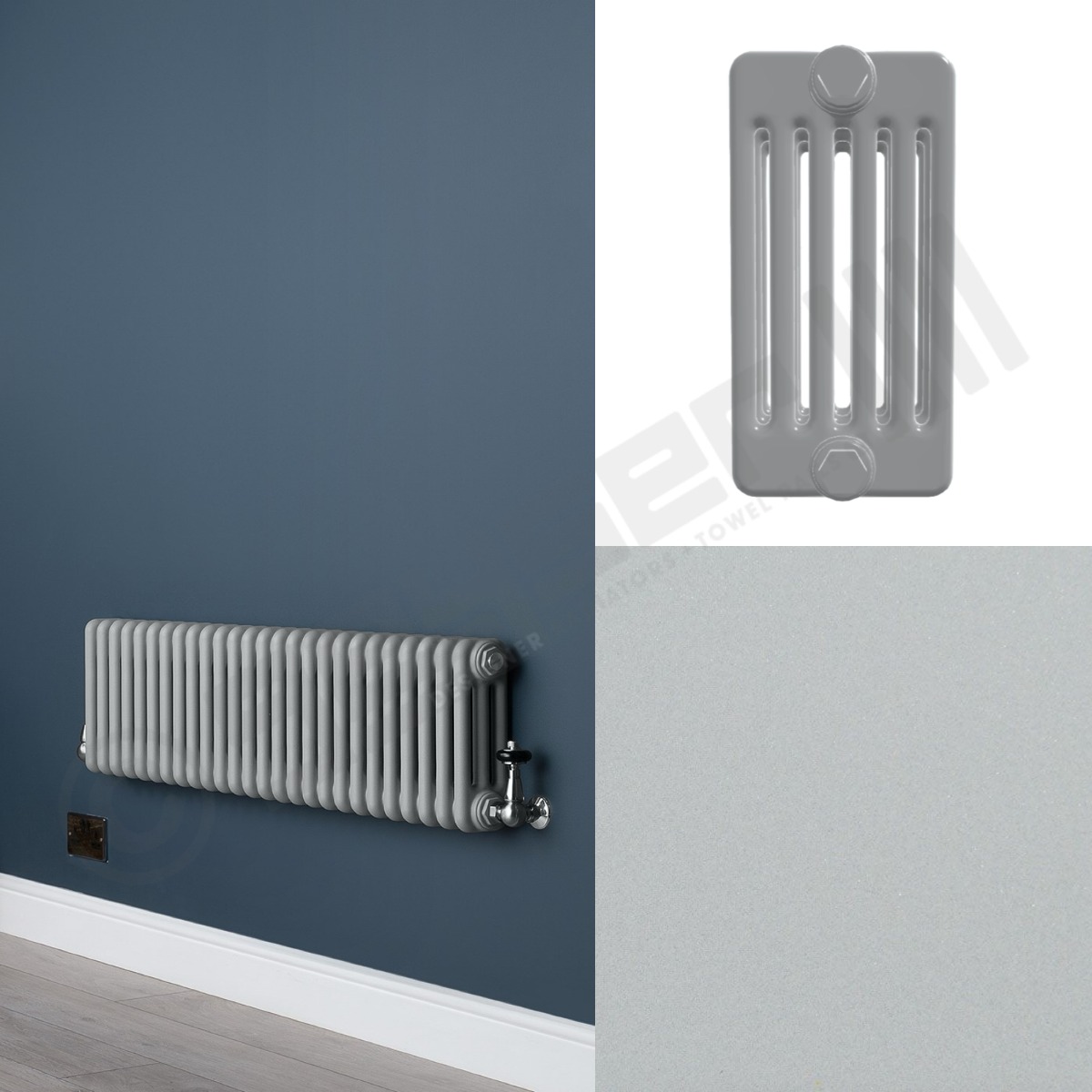 Custom 6 Column 400mm High Smooth Matt Light Grey Radiators