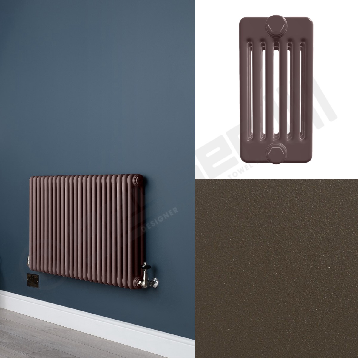 Custom 6 Column 600mm High Tobacco Brown Radiators
