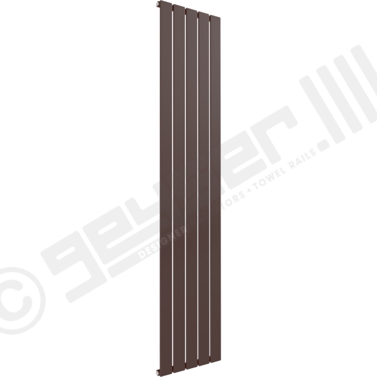 Cardiff Special Flat Vertical Single Panel Designer Radiator 1800mm x 366mm in Chocolate Brown RAL 8017