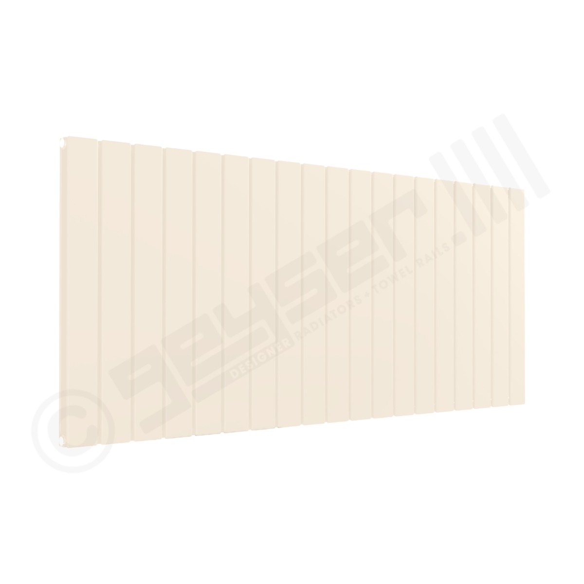 Cardiff Special Flat Horizontal Double Panel Designer Radiator 600mm x 1402mm in Cream RAL 9001