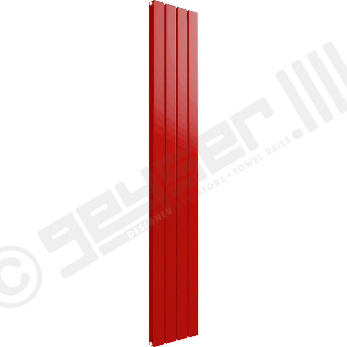 Cardiff Special Flat Vertical Double Panel Designer Radiator 1800mm x 292mm in Flame Red RAL 3000