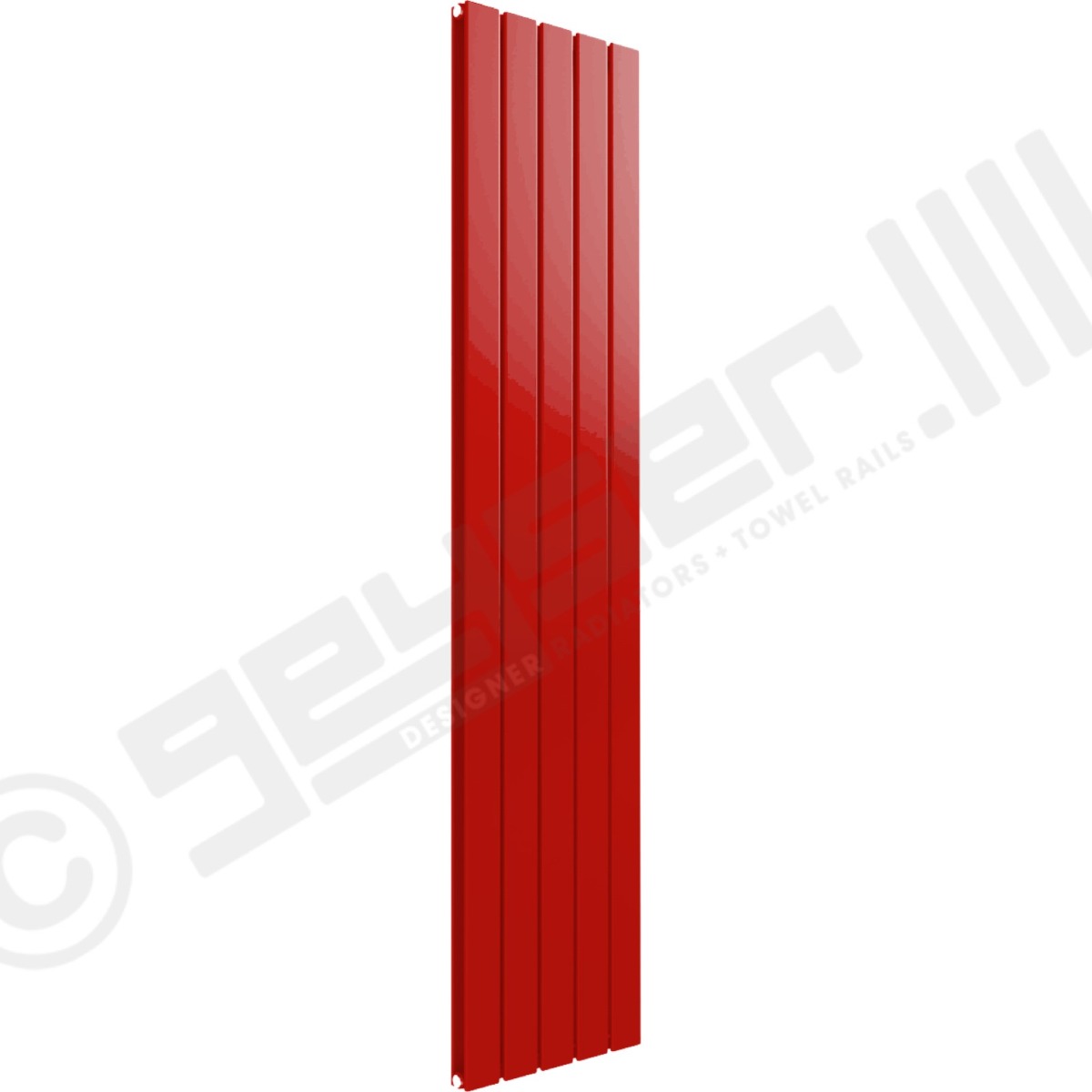 Cardiff Special Flat Vertical Double Panel Designer Radiator 1600mm x 366mm in Flame Red RAL 3000
