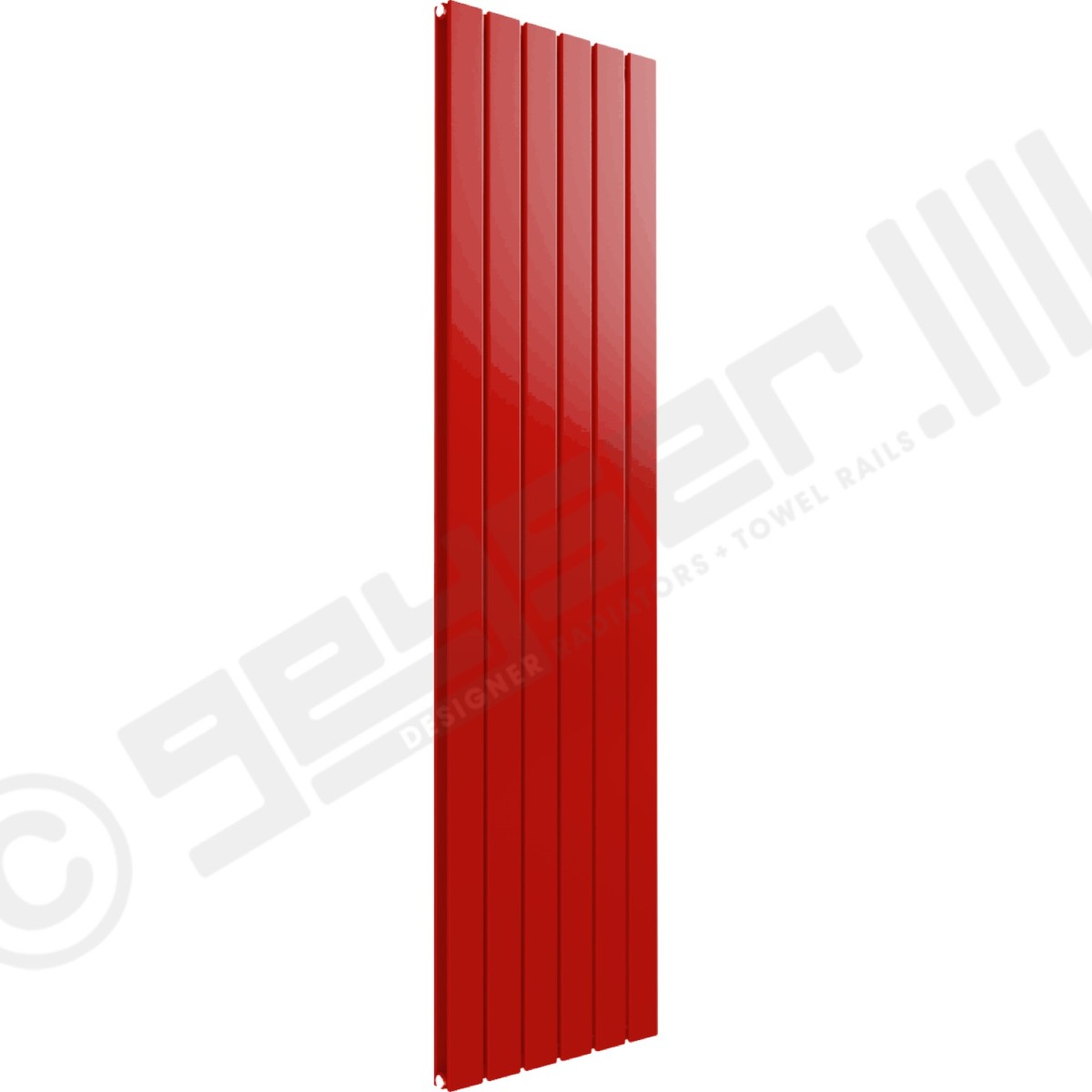 Cardiff Special Flat Vertical Double Panel Designer Radiator 1800mm x 440mm in Flame Red RAL 3000