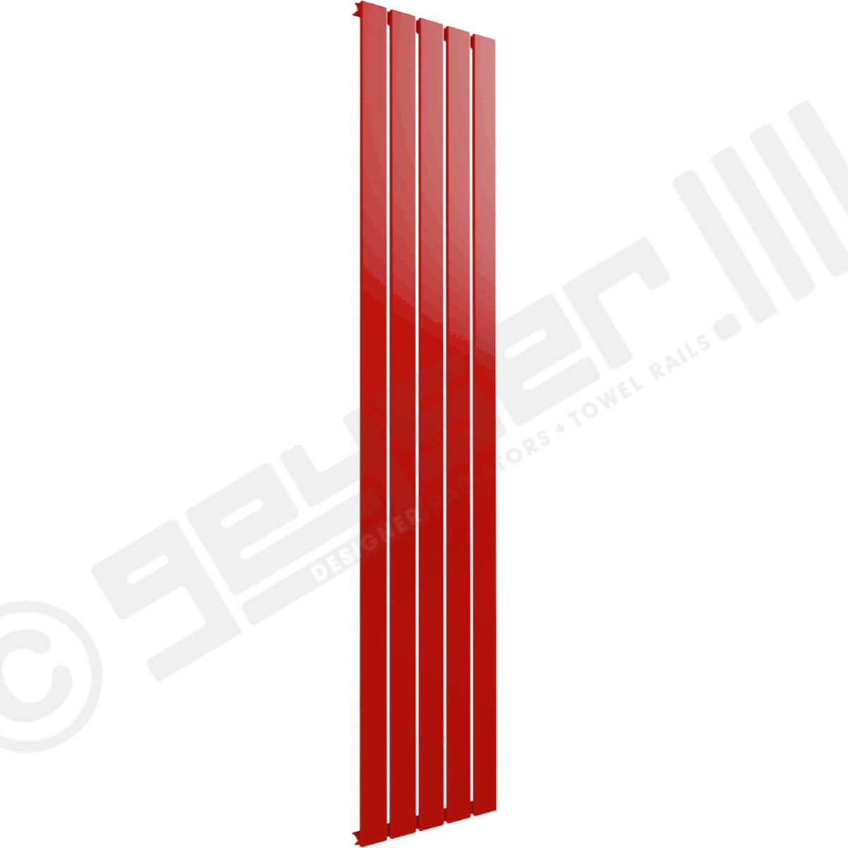 Cardiff Special Flat Vertical Single Panel Designer Radiator 1800mm x 366mm in Flame Red RAL 3000