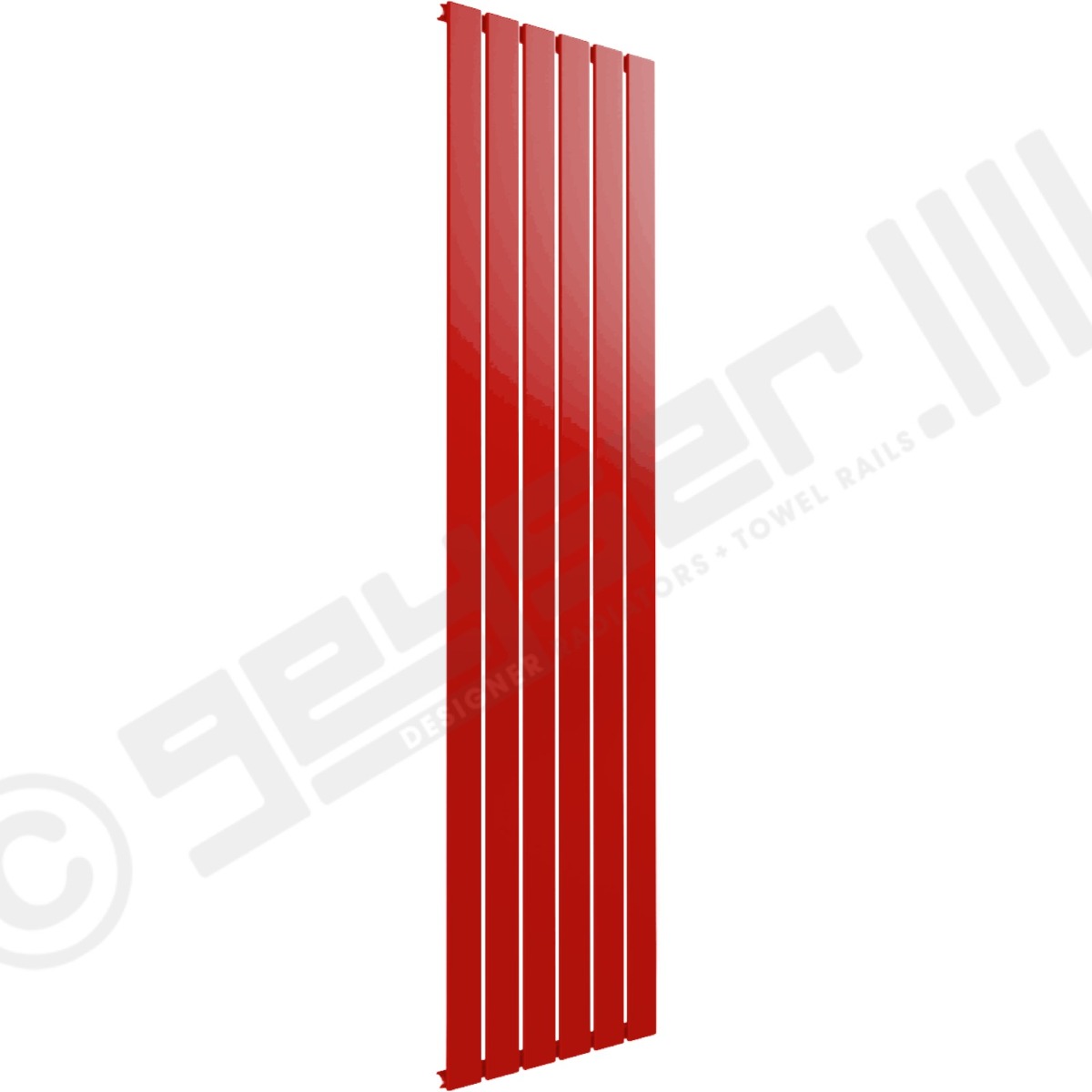 Cardiff Special Flat Vertical Single Panel Designer Radiator 1800mm x 440mm in Flame Red RAL 3000