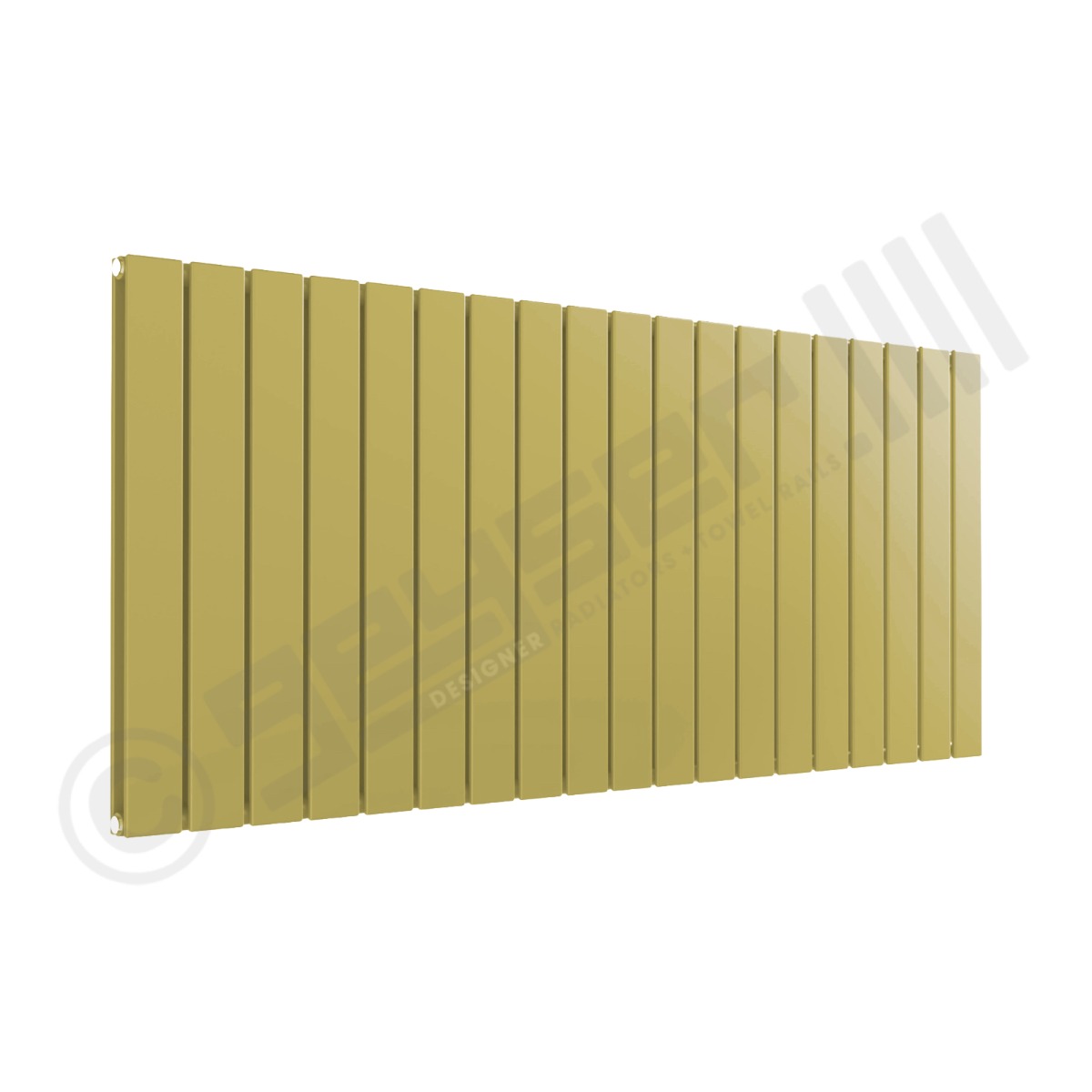 Cardiff Special Flat Horizontal Double Panel Designer Radiator 600mm x 1402mm in Green Beige RAL 1000