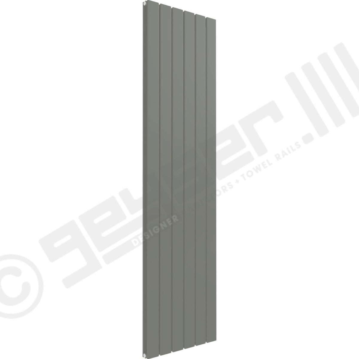 Cardiff Special Flat Vertical Double Panel Designer Radiator 1800mm x 440mm in Grey Aluminium RAL 9007