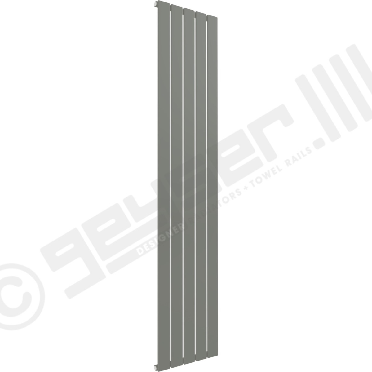 Cardiff Special Flat Vertical Single Panel Designer Radiator 1800mm x 366mm in Grey Aluminium RAL 9007