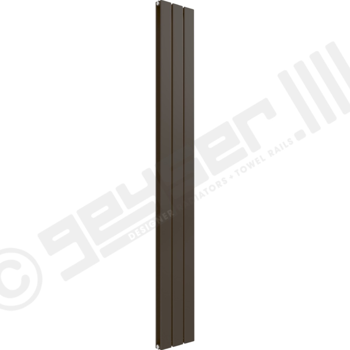 Cardiff Special Flat Vertical Double Panel Designer Radiator 1600mm x 218mm in Grey Brown RAL 8019