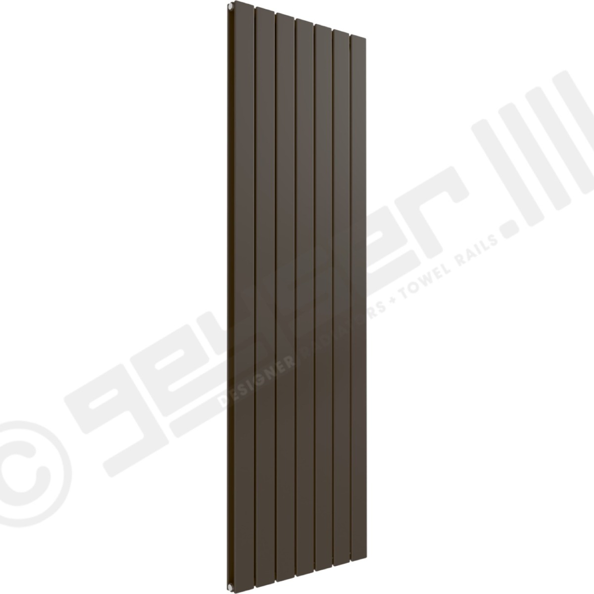 Cardiff Special Flat Vertical Double Panel Designer Radiator 1800mm x 514mm in Grey Brown RAL 8019