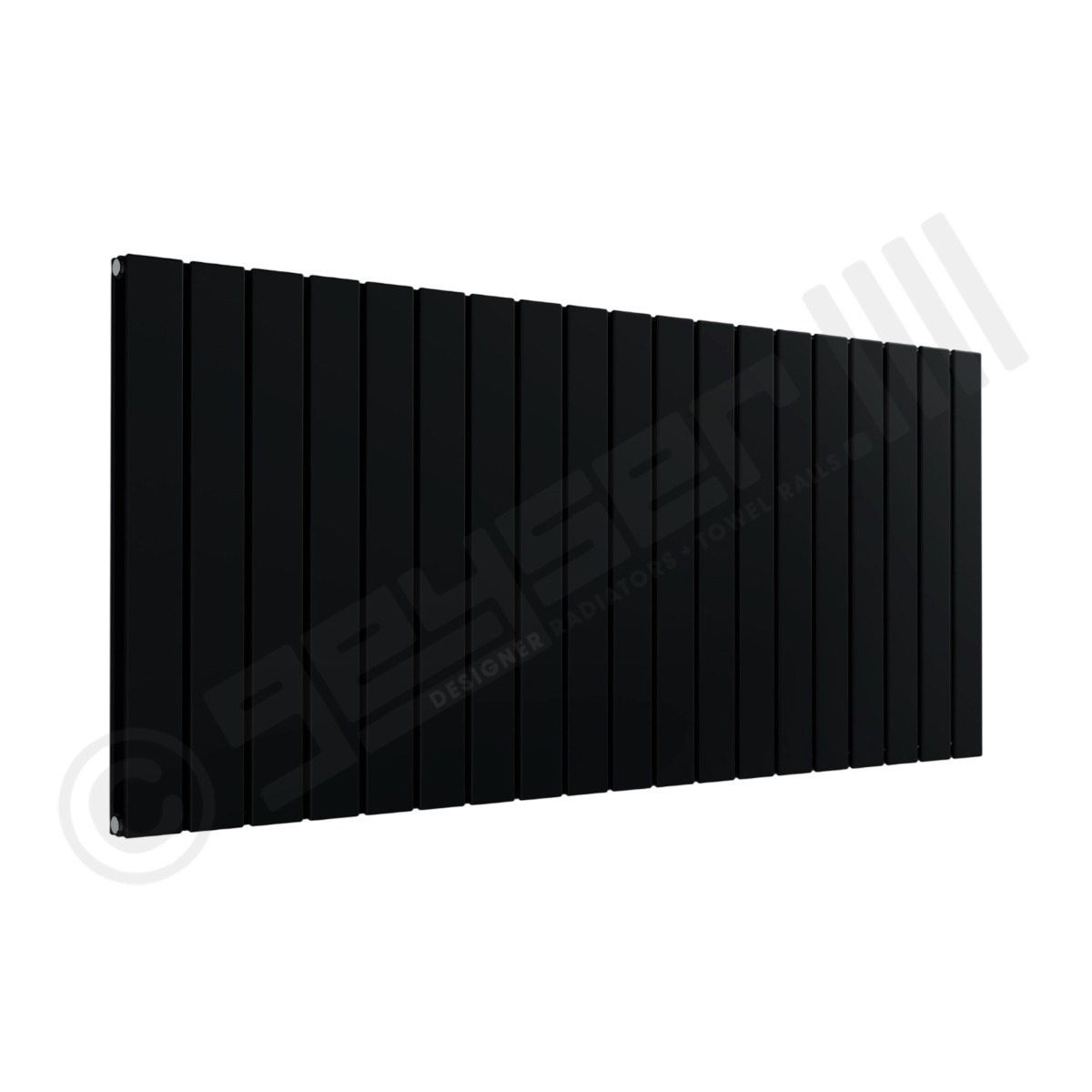 Cardiff Special Horizontal Double Panel Radiator 600mm x 1402mm in Jet Black RAL 9005
