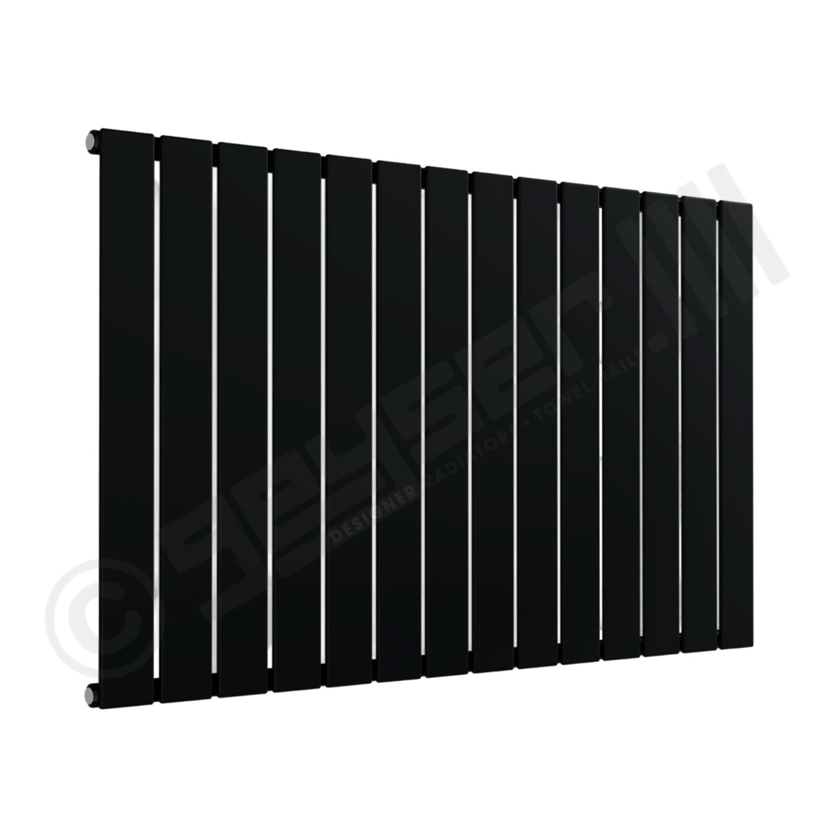 Cardiff Flat Designer Radiator 600mm high x 1032mm wide in Jet Black RAL 9005