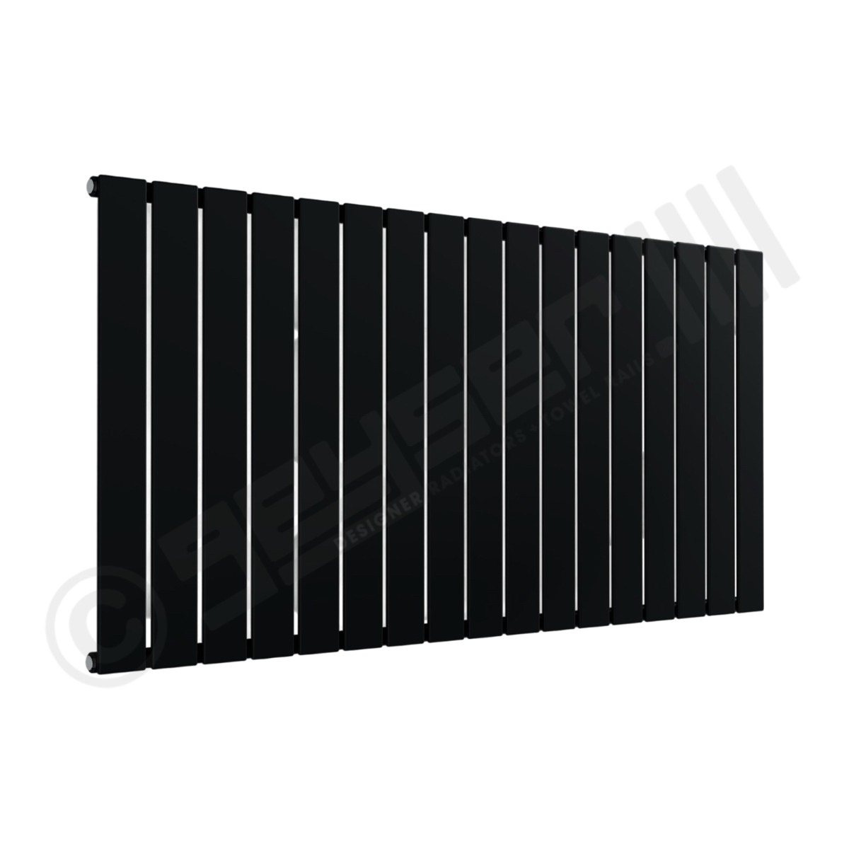 Cardiff Flat Designer Radiator 600mm high x 1032mm wide in Jet Black RAL 9005