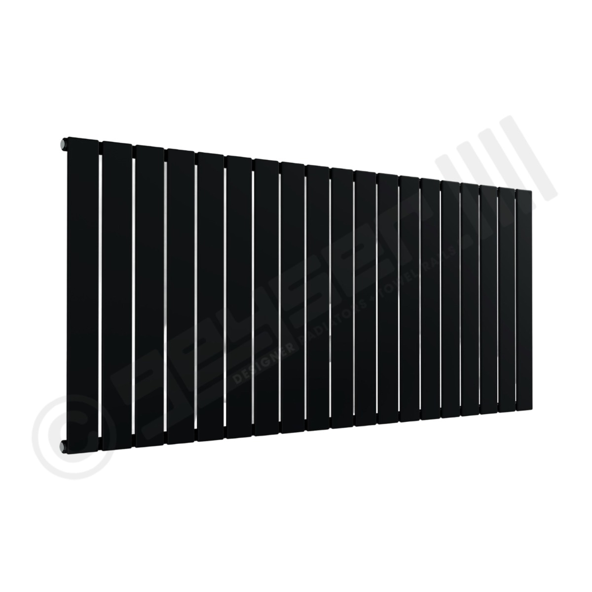 Cardiff Special Horizontal Single Panel Radiator 600mm x 1402mm in Jet Black RAL 9005
