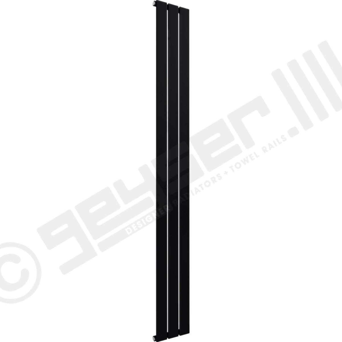 Cardiff Flat Single Panel Designer Radiator 1800mm high x 218mm wide in Jet Black RAL 9005