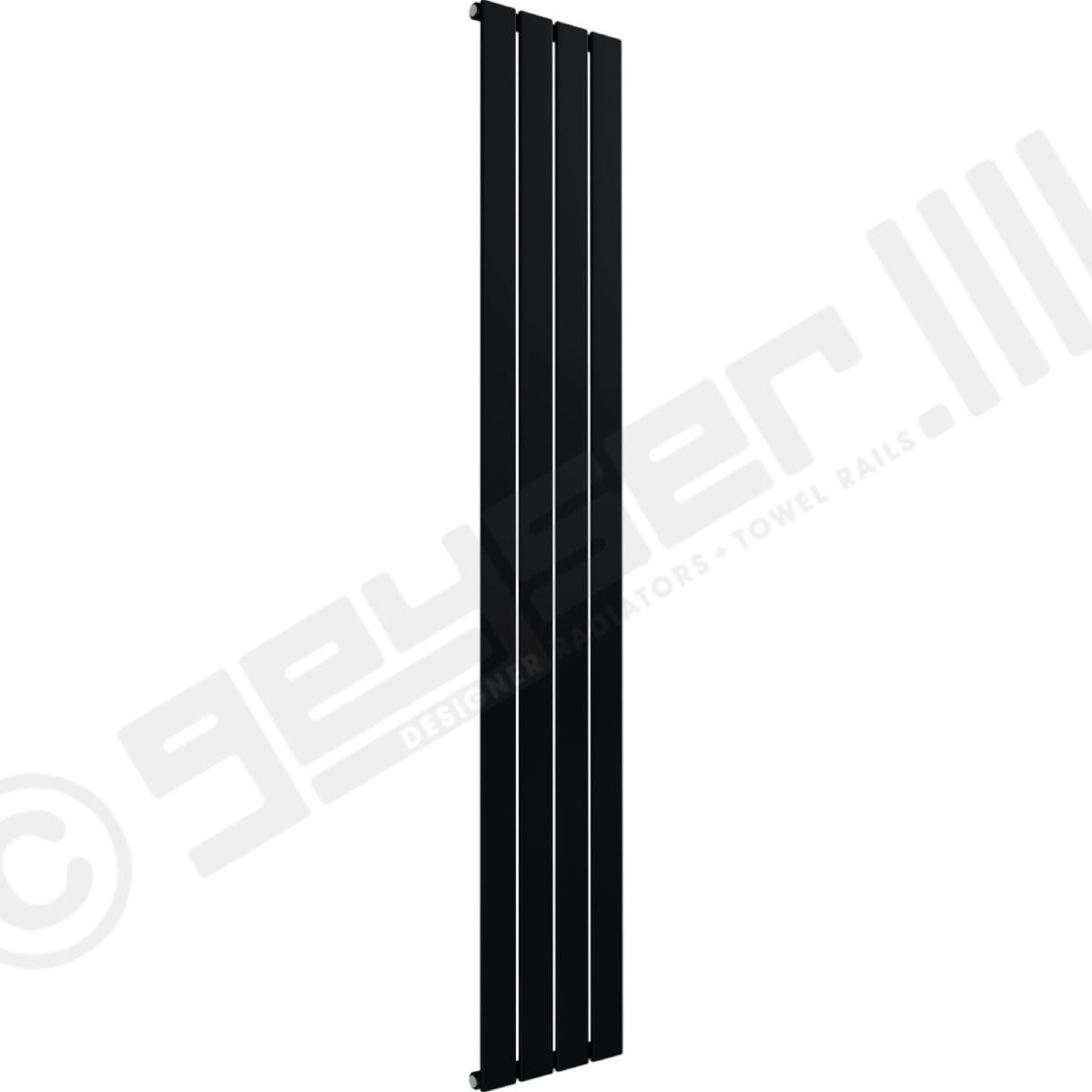 Cardiff Special Flat Vertical Single Panel Designer Radiator 1600mm x 292mm in Jet Black RAL 9005
