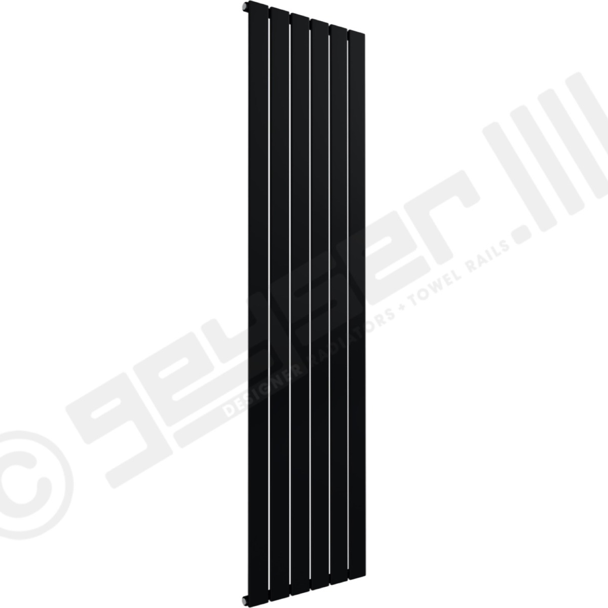 Cardiff Special Flat Vertical Single Panel Designer Radiator 1800mm x 440mm in Jet Black RAL 9005