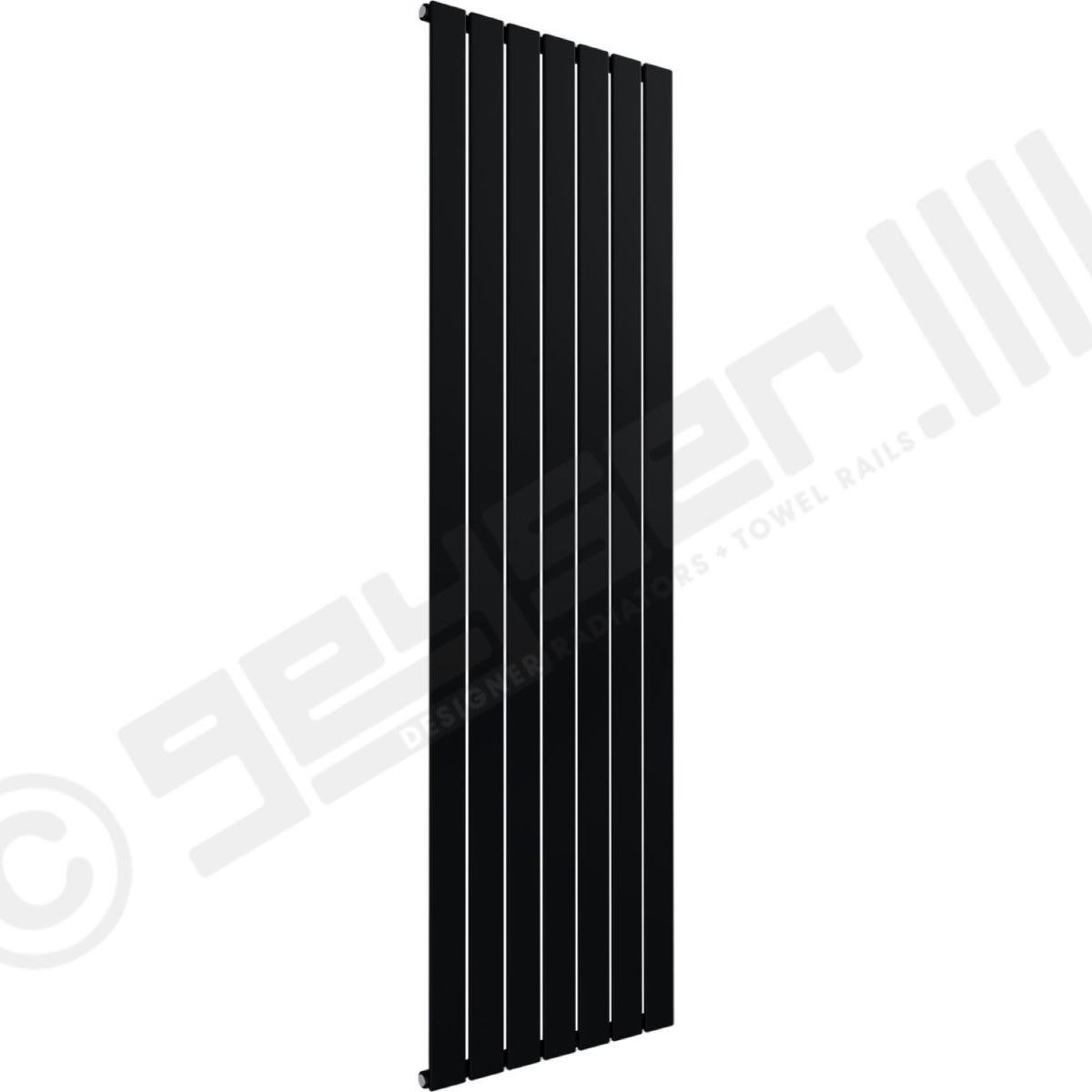 Cardiff Special Flat Vertical Single Panel Designer Radiator 1800mm x 514mm in Jet Black RAL 9005