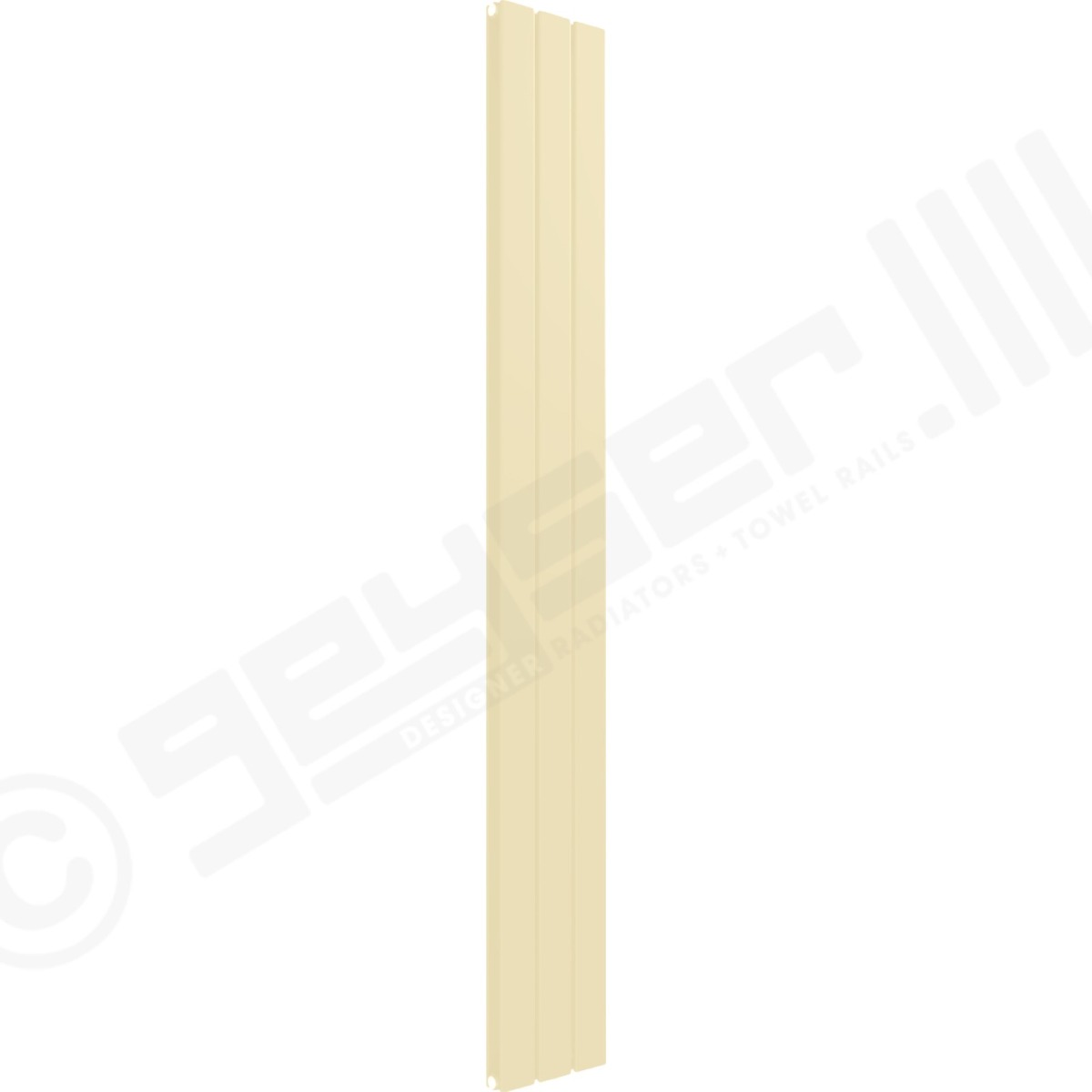Cardiff Special Flat Vertical Double Panel Designer Radiator 1800mm x 218mm in Light Ivory RAL 1015