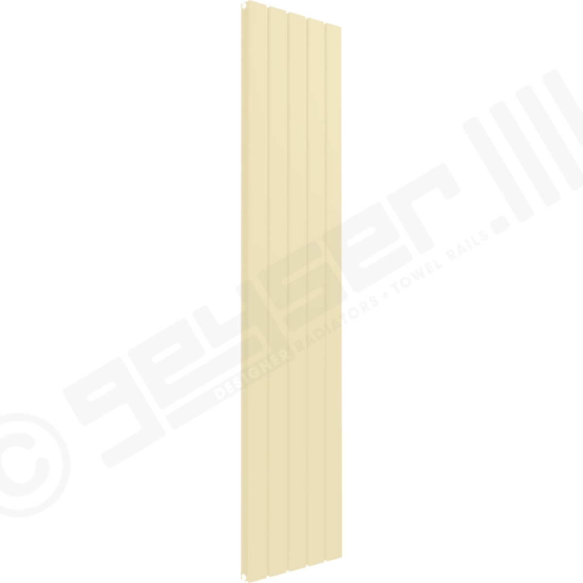Cardiff Special Flat Vertical Double Panel Designer Radiator 1600mm x 366mm in Light Ivory RAL 1015