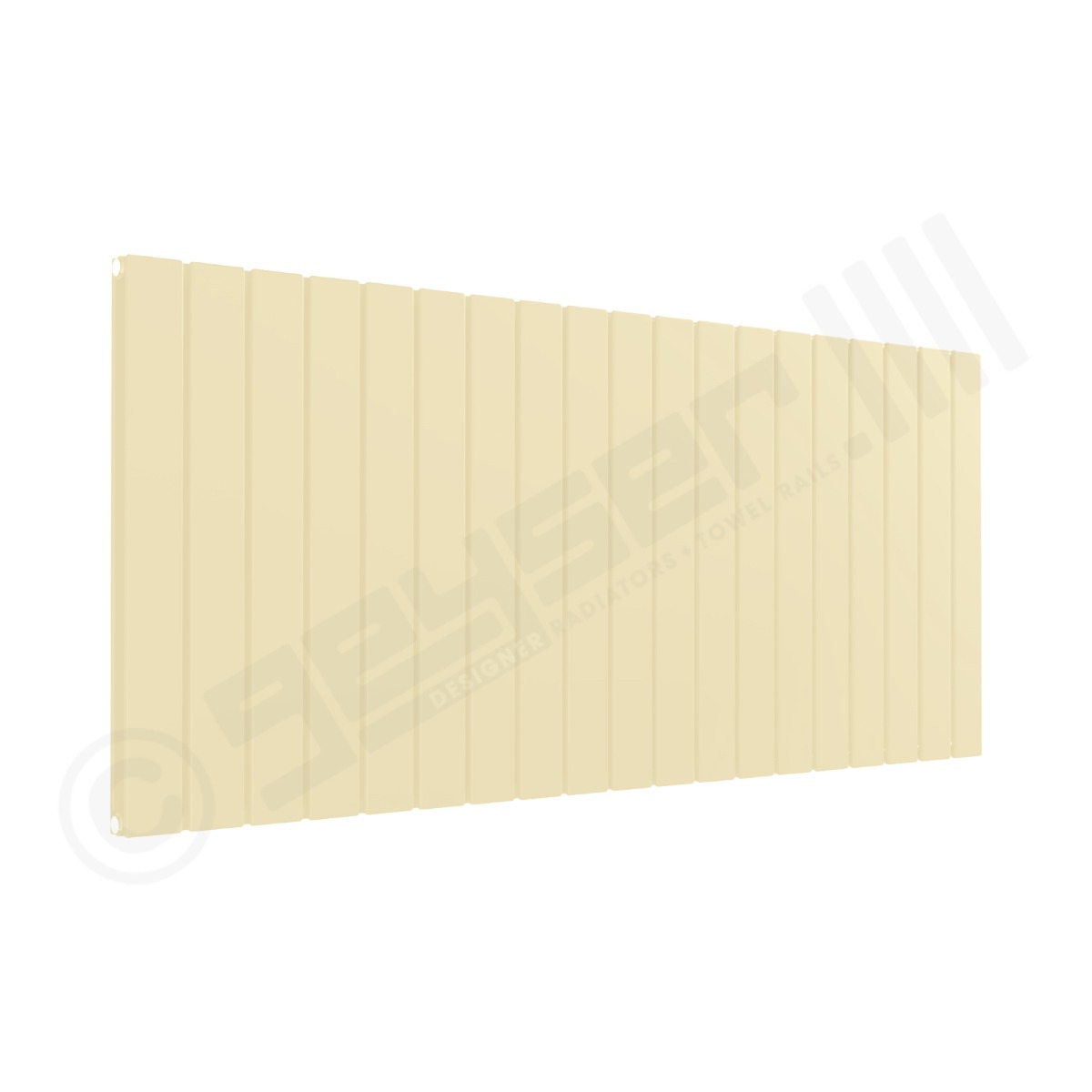 Cardiff Special Flat Horizontal Double Panel Designer Radiator 600mm x 1402mm in Light Ivory RAL 1015