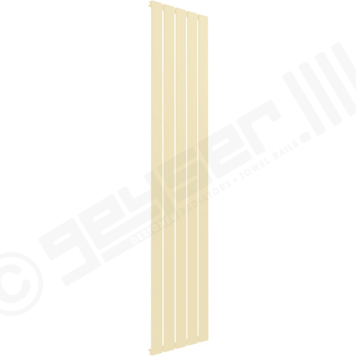 Cardiff Special Flat Vertical Single Panel Designer Radiator 1600mm x 366mm in Light Ivory RAL 1015